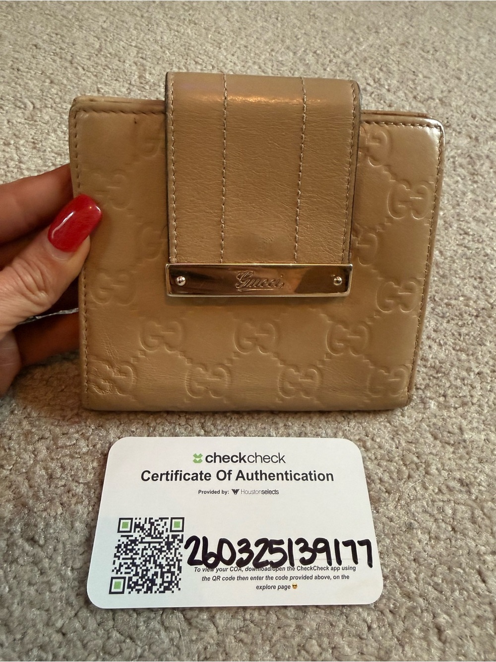 Gucci Guccissima Leather French Flap Wallet Beige